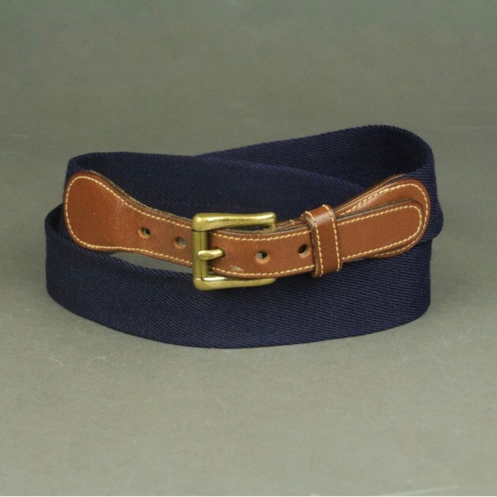 Dooney & Bourke Vintage Leather Tipped Surcingle Club Belt in Navy Blue Size 36